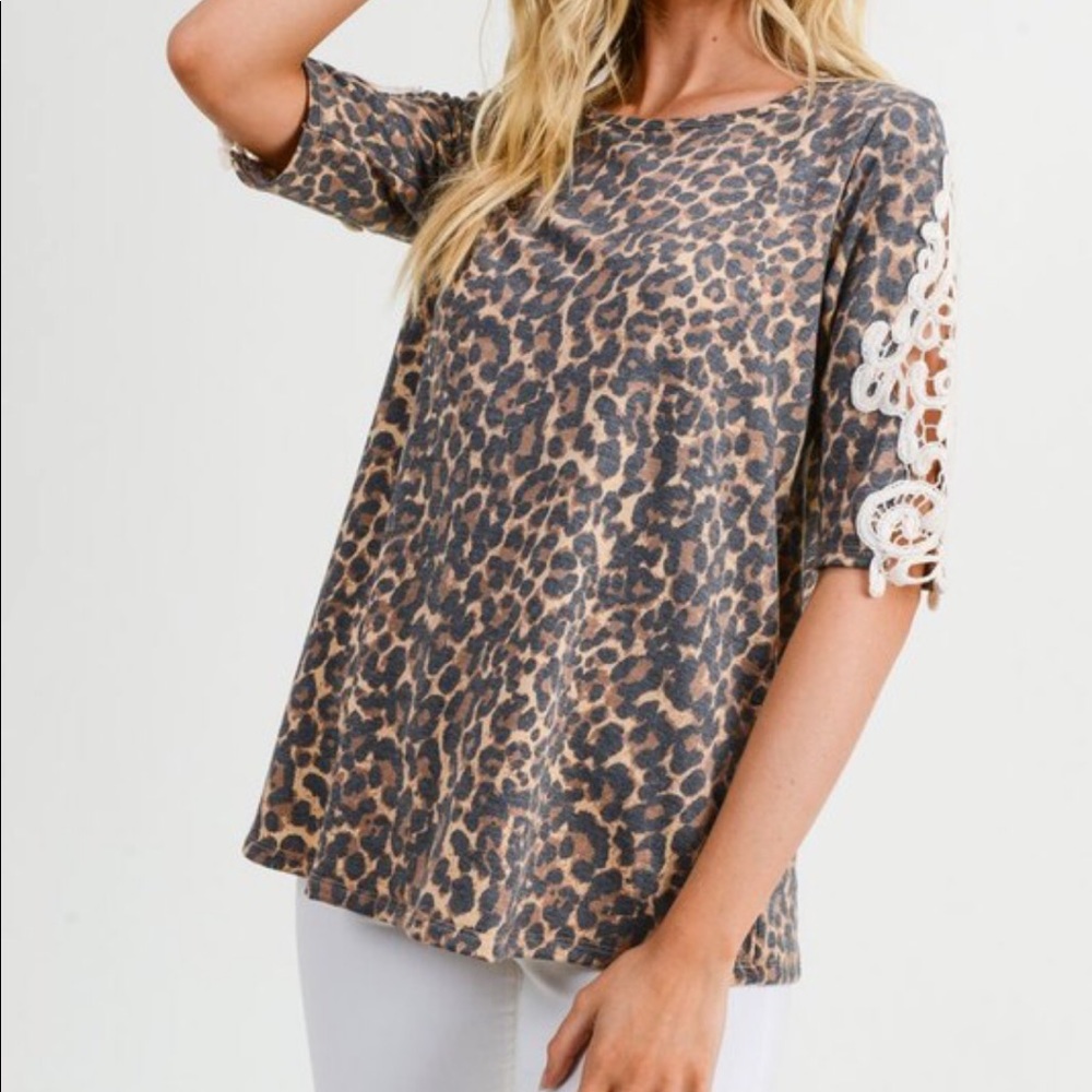 Leopard & Lace Crochet Boutique Top